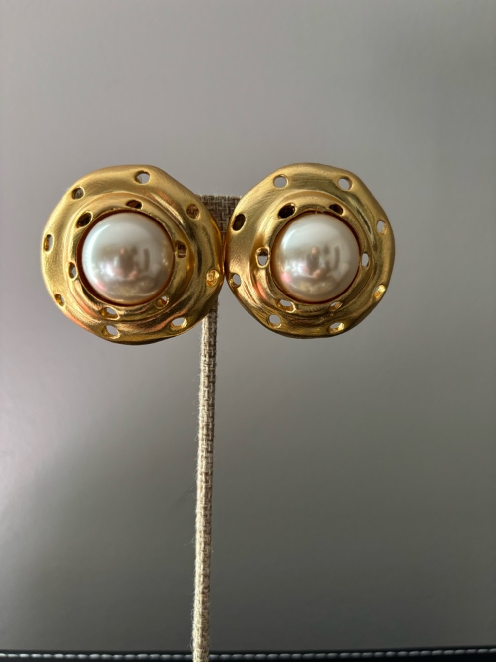 Gold-Tone Pearl Dome Clip-On Earrings